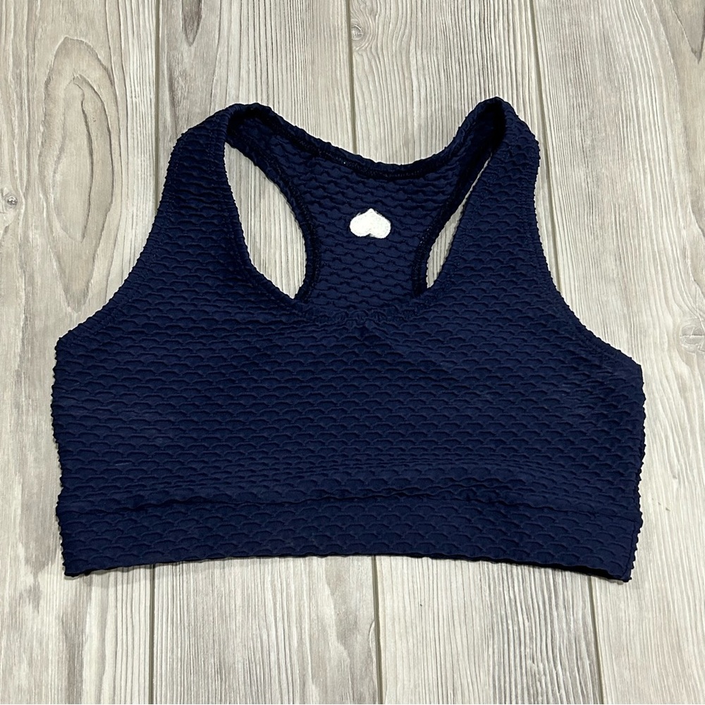 Booty by Brabants Croco Skin Bra Top Sports Bra Navy Blue OS